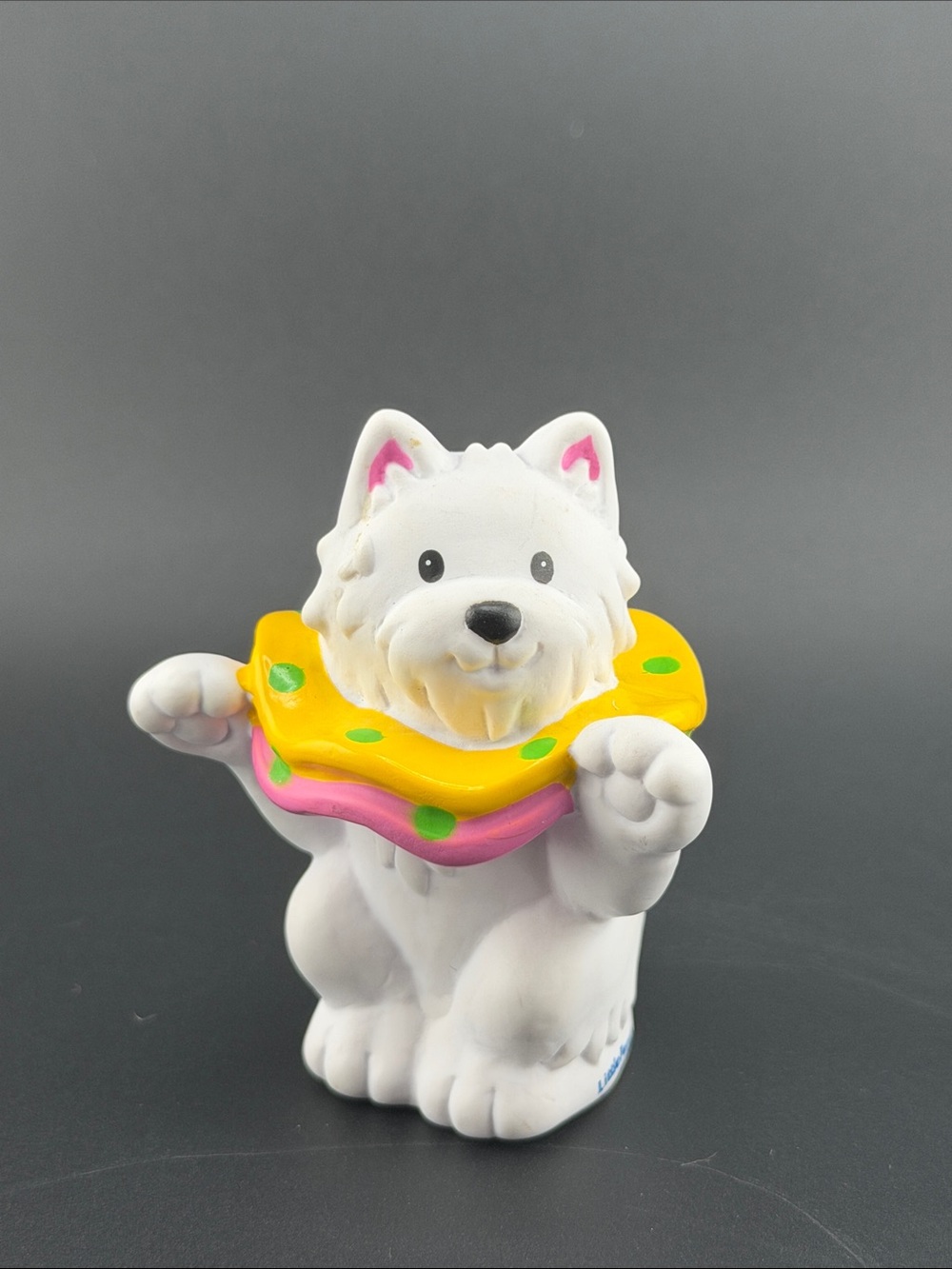 Fisher Price Little People White ballerina Dog  donut collar